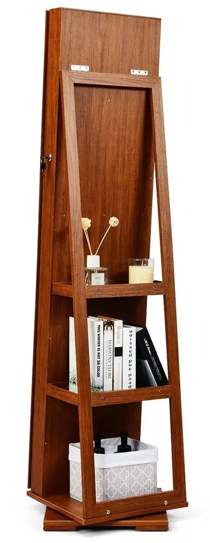 Dulap-oglinda pentru bijuterii Costway HW64483BN (Light Brown)