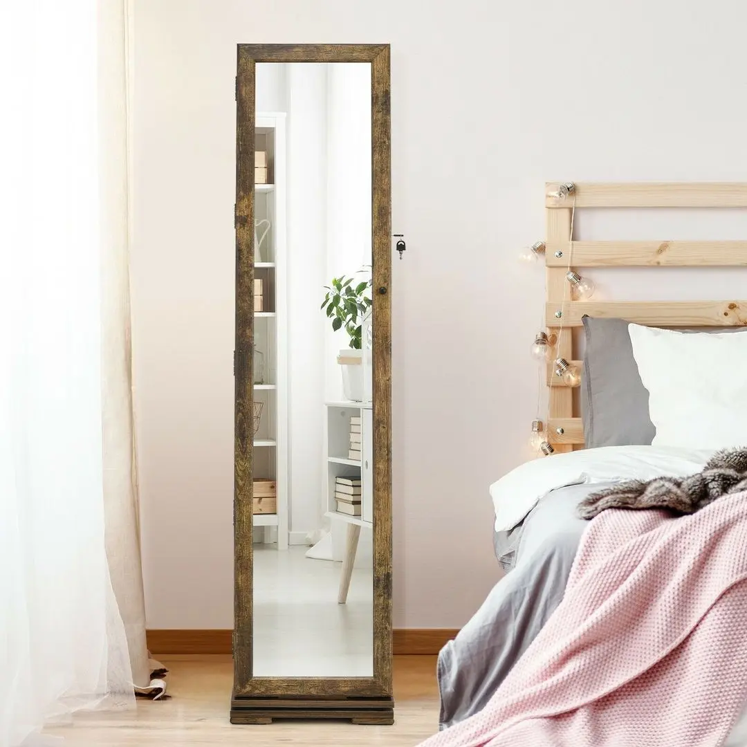 Dulap-oglinda pentru bijuterii Costway HW64483CF (Brown)