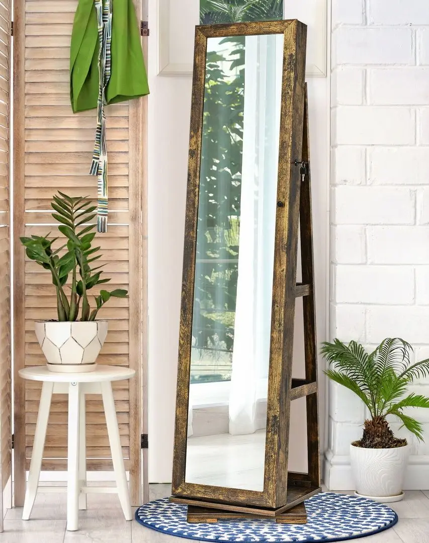 Dulap-oglinda pentru bijuterii Costway HW64483CF (Brown)