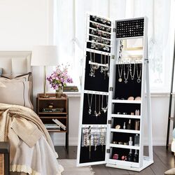 Dulap-oglinda pentru bijuterii Costway HW64484WH (White) Thumb