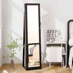 Шкаф-зеркало для украшений Costway HW64484ZS (Coffee) Thumb