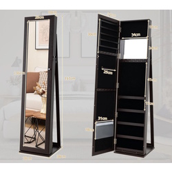 Шкаф-зеркало для украшений Costway HW64484ZS (Coffee) Thumb