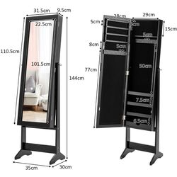 Шкаф-зеркало для украшений Costway HW66419BK (Black) Thumb