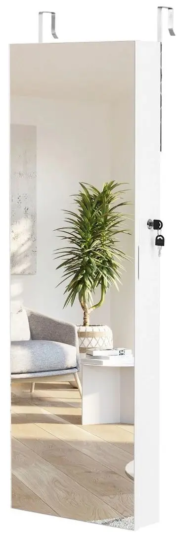 Dulap-oglinda pentru bijuterii Costway HW67236WH (White)