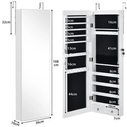 Dulap-oglinda pentru bijuterii Costway HW67236WH (White) Thumb
