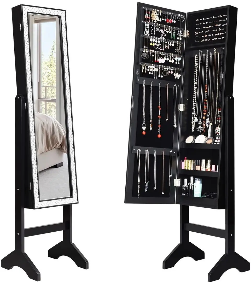 Dulap-oglinda pentru bijuterii Costway JV10079BK (Black)