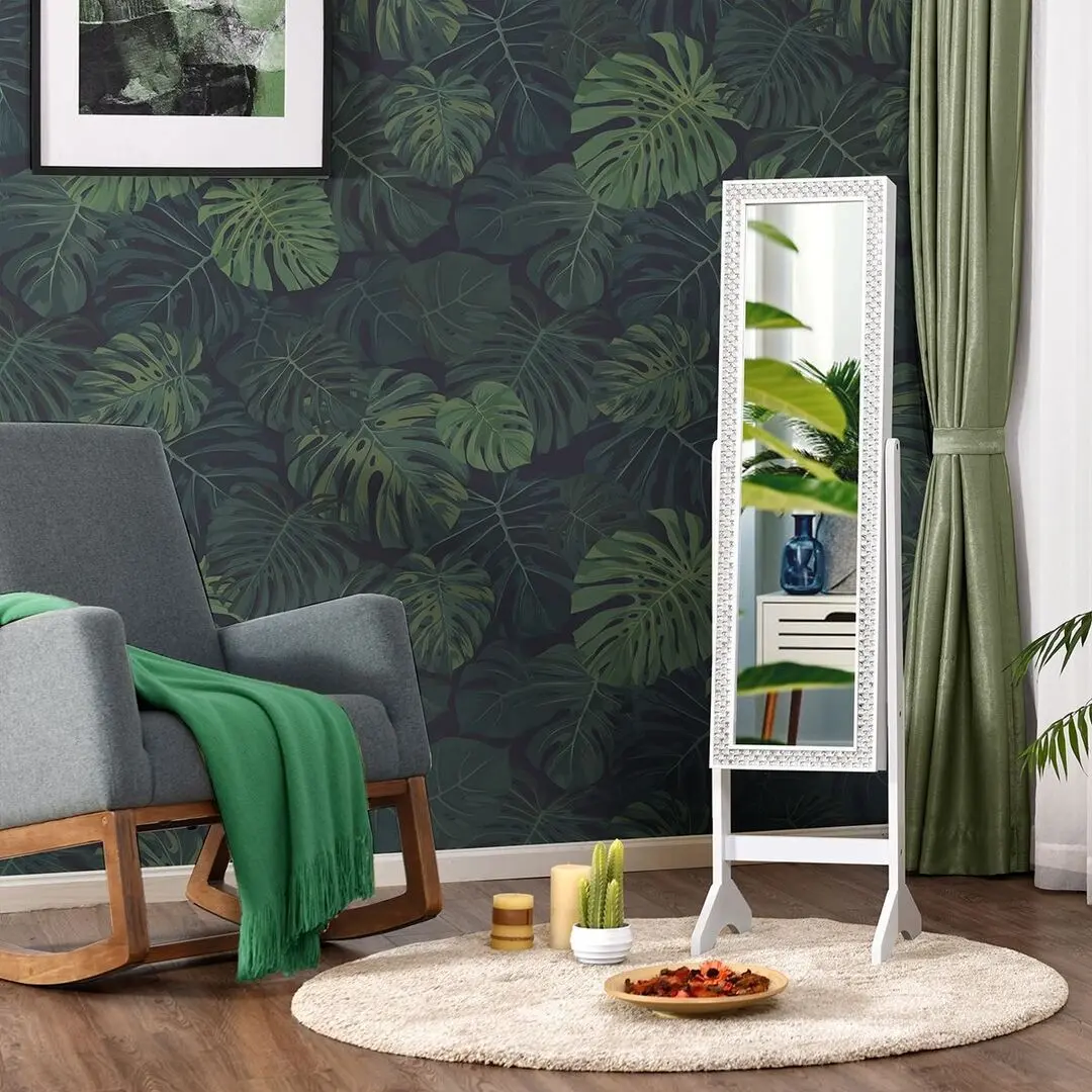 Dulap-oglinda pentru bijuterii Costway JV10079WH (White)