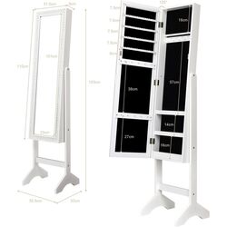 Dulap-oglinda pentru bijuterii Costway JV10079WH (White) Thumb