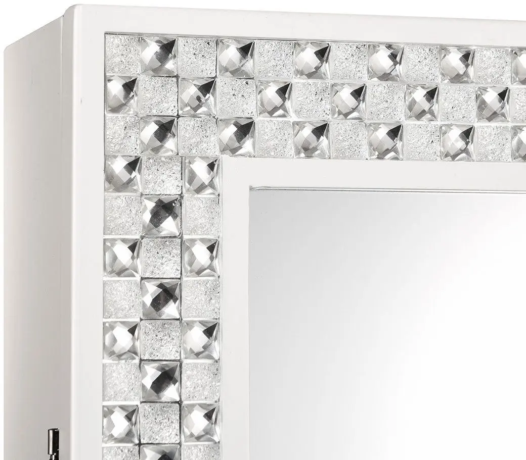 Dulap-oglinda pentru bijuterii Costway JV10079WH (White)