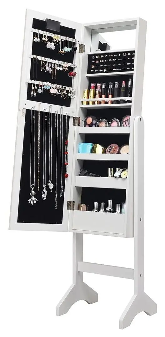 Dulap-oglinda pentru bijuterii Costway JV10080WH (White)
