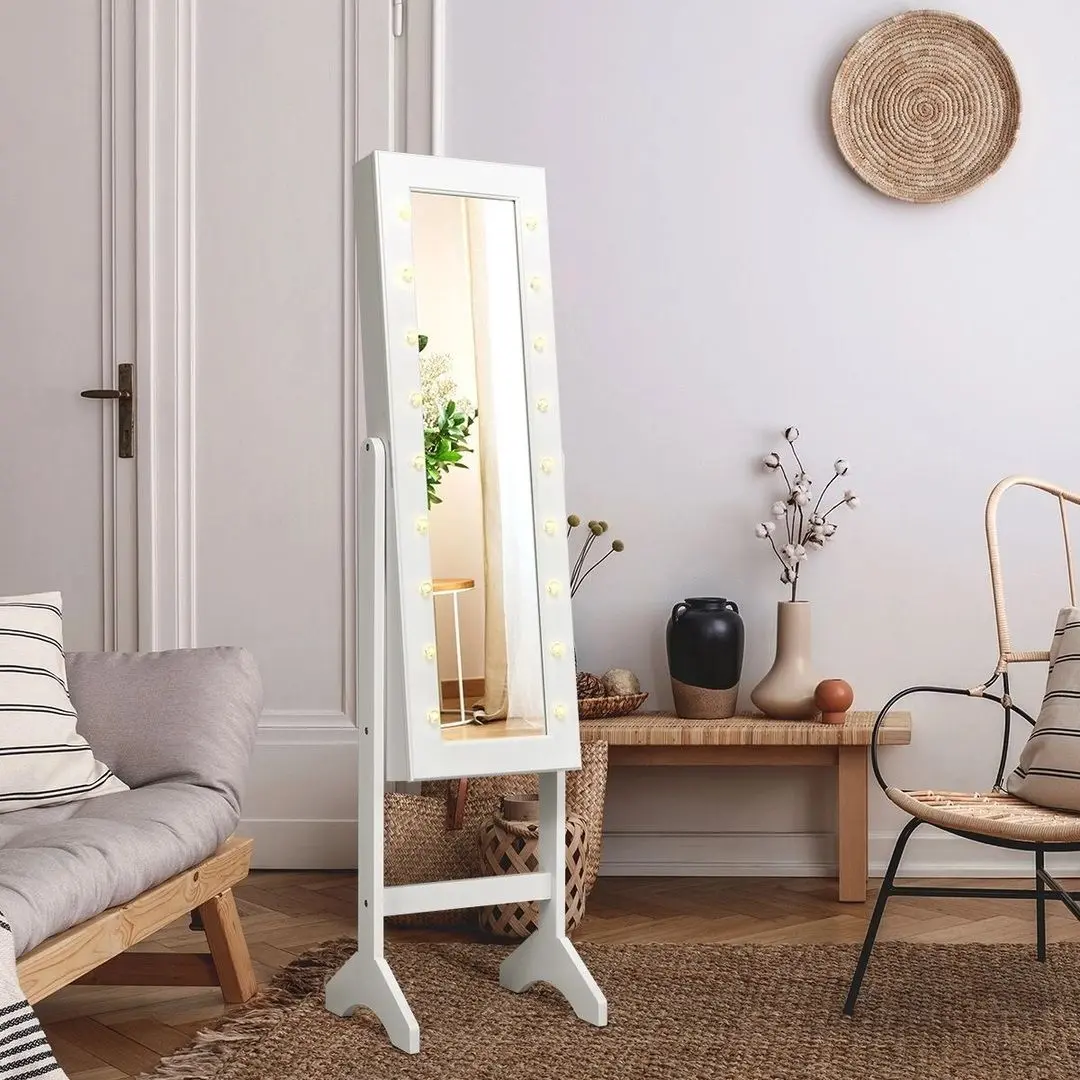 Dulap-oglinda pentru bijuterii Costway JV10080WH (White)