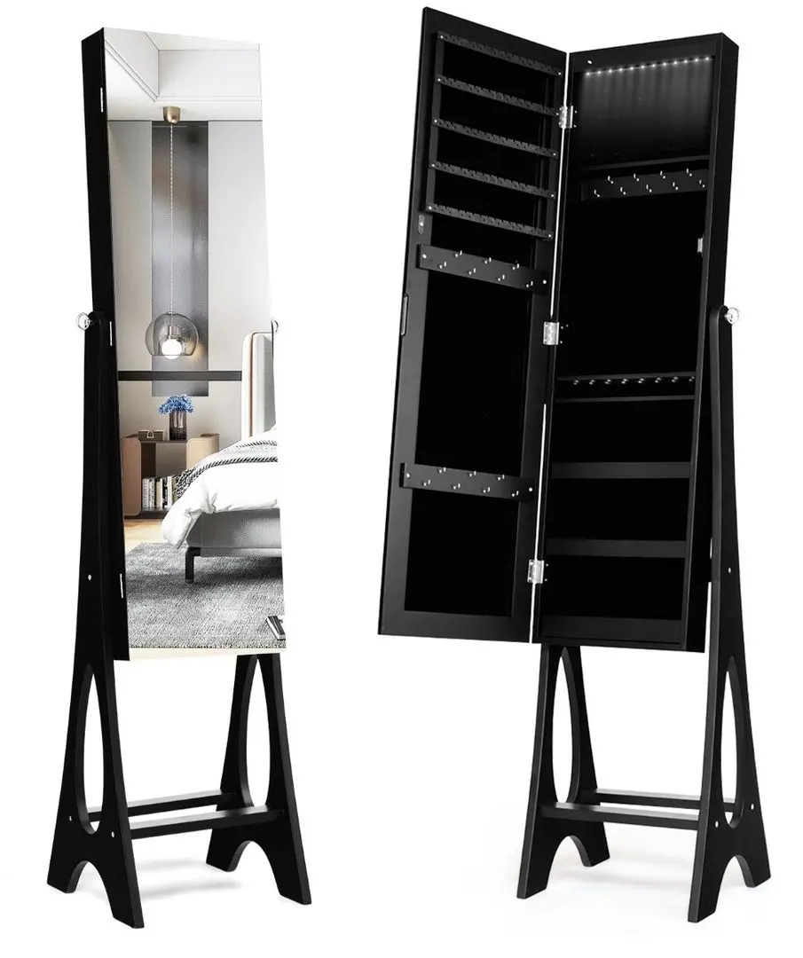 Dulap-oglinda pentru bijuterii Costway JV10081BK (Black)