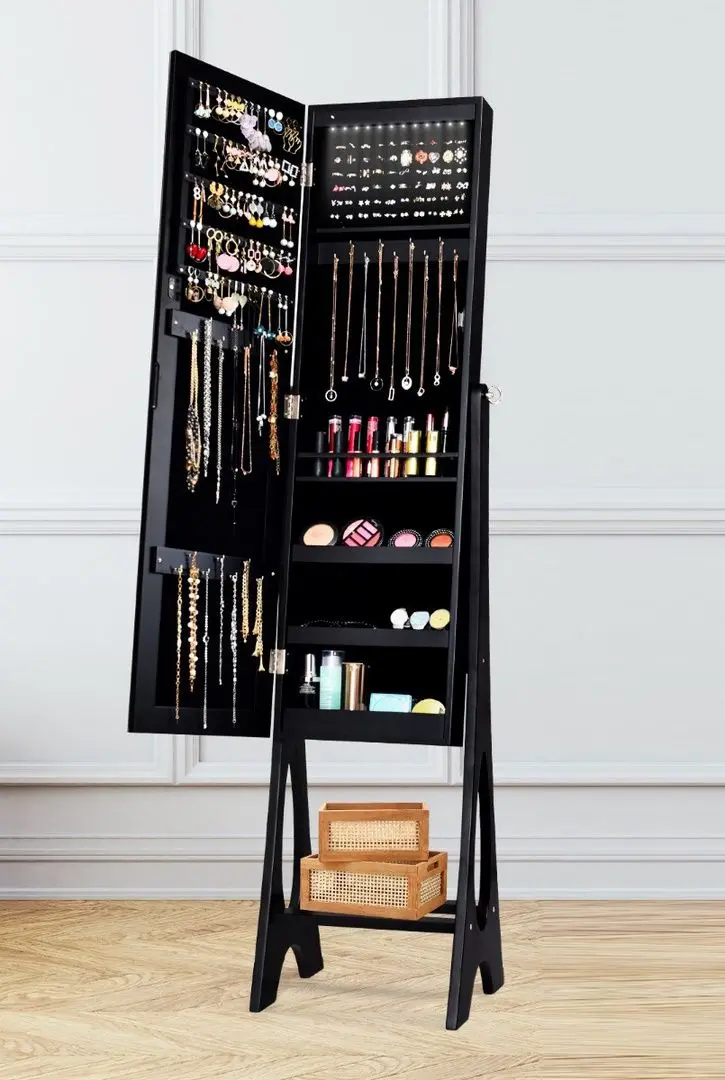 Dulap-oglinda pentru bijuterii Costway JV10081BK (Black)