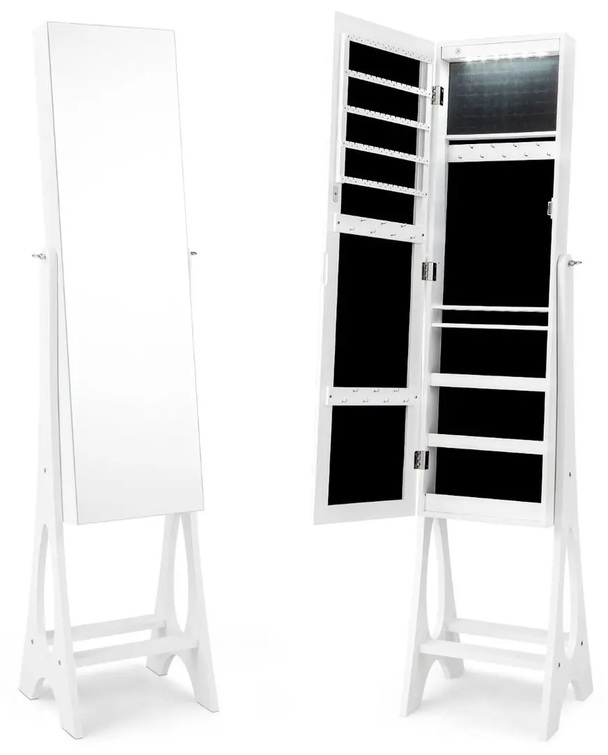 Dulap-oglinda pentru bijuterii Costway JV10081WH (White)