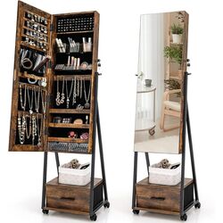 Шкаф-зеркало для украшений Costway JV10221CF (Brown) Thumb