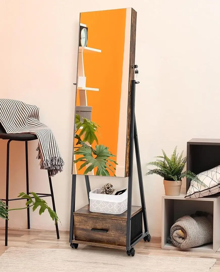 Шкаф-зеркало для украшений Costway JV10221CF (Brown) - 5