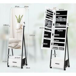 Dulap-oglinda pentru bijuterii Costway JV10221WH (White) Thumb