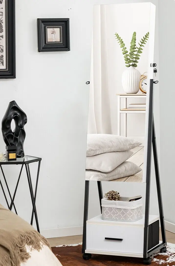 Dulap-oglinda pentru bijuterii Costway JV10221WH (White)