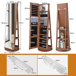 Dulap-oglinda pentru bijuterii Costway JV10430BN (Brown) Thumb