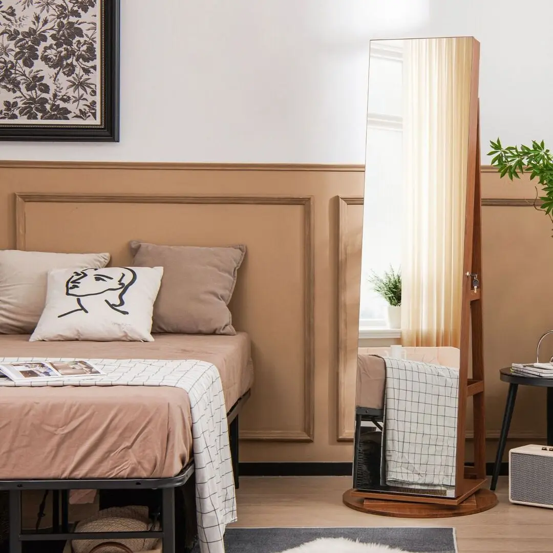 Dulap-oglinda pentru bijuterii Costway JV10430BN (Brown)