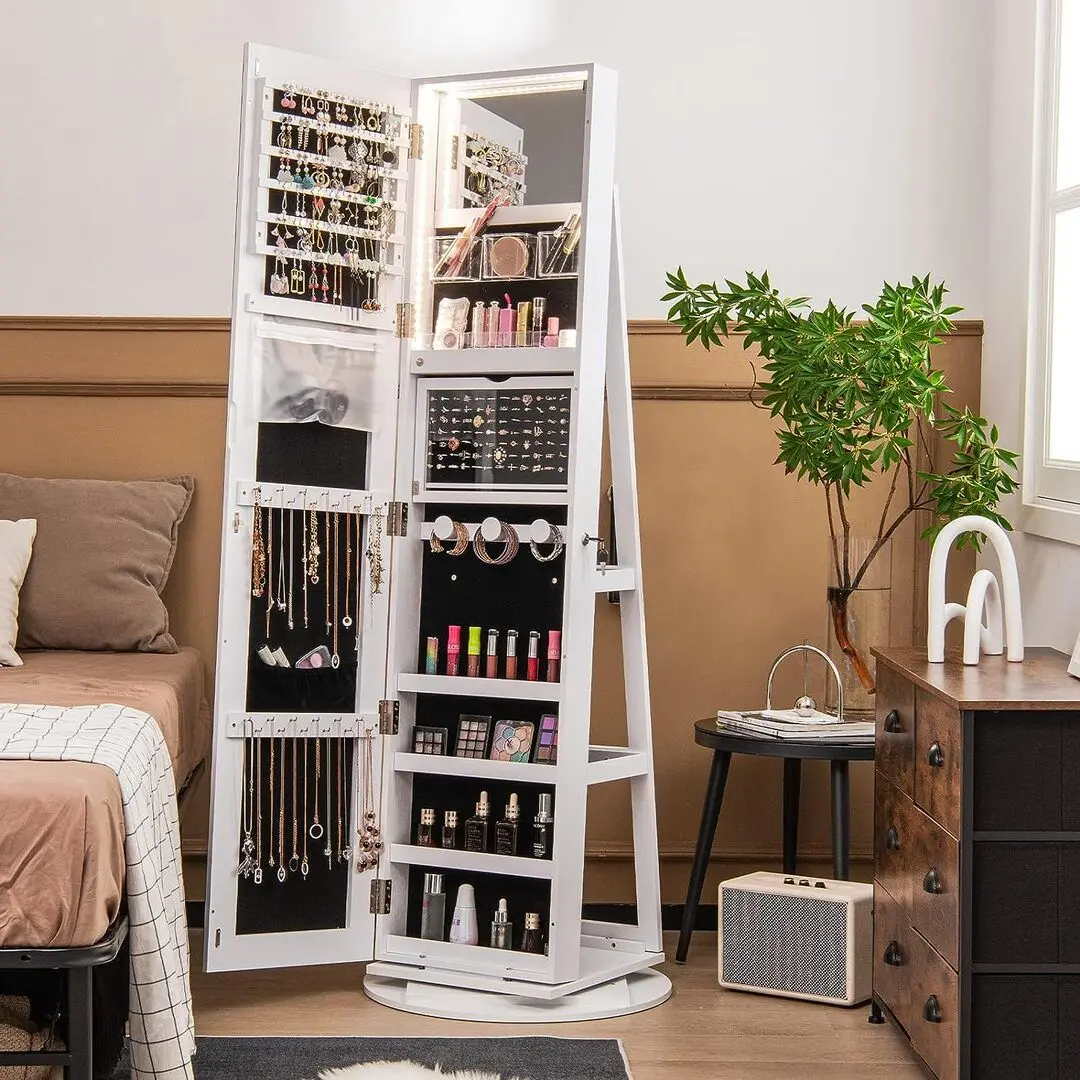 Шкаф-зеркало для украшений Costway JV10430WH (White)