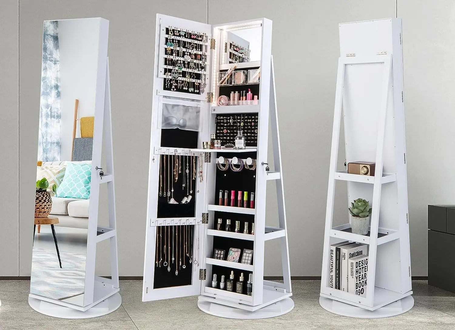 Шкаф-зеркало для украшений Costway JV10430WH (White)