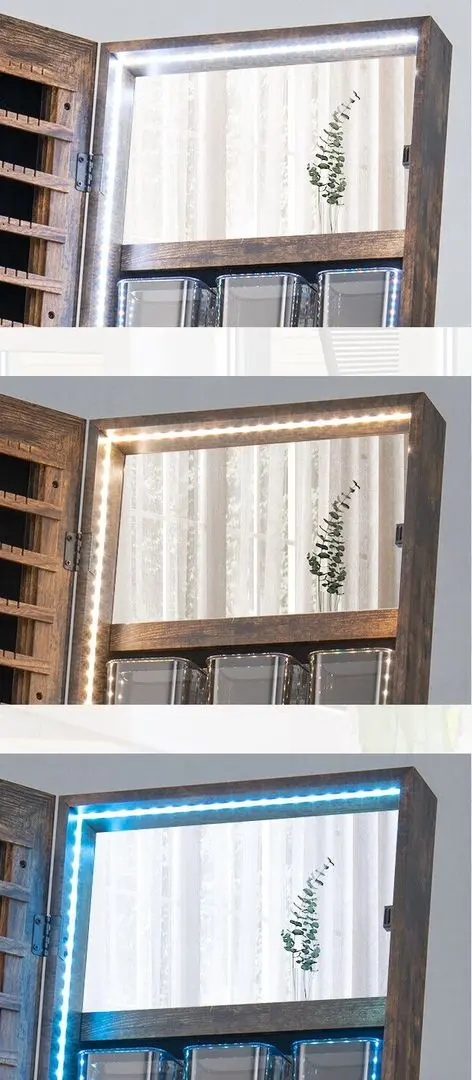 Шкаф-зеркало для украшений Costway JV10432CF (Rustic Brown)