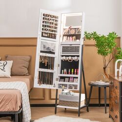 Dulap-oglinda pentru bijuterii Costway JV10432WH (White)