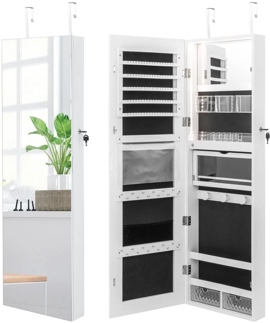 Шкаф-зеркало для украшений Costway JV10433WH (White) - 5