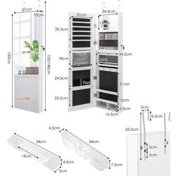 Шкаф-зеркало для украшений Costway JV10433WH (White) Thumb