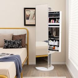 Шкаф-зеркало для украшений Costway JV10484WH (White)