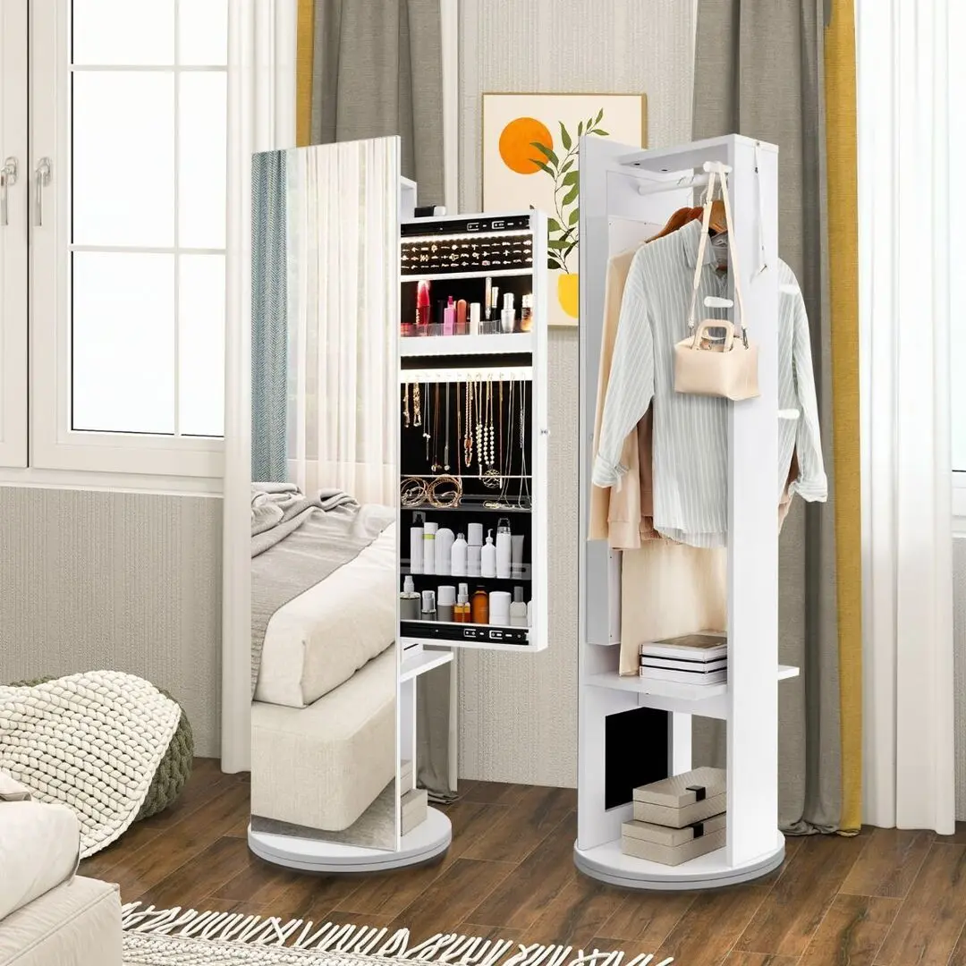 Шкаф-зеркало для украшений Costway JV10484WH (White) - 4