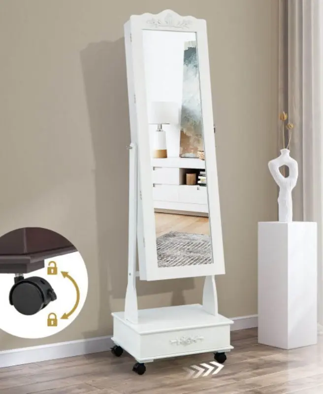 Шкаф-зеркало для украшений Costway JV10584WH (White)