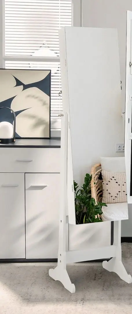 Dulap-oglinda pentru bijuterii Costway JV10604WH (White)