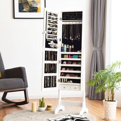 Шкаф-зеркало для украшений Costway JV10770WH (White) Thumb