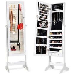 Шкаф-зеркало для украшений Costway JV10770WH (White) Thumb