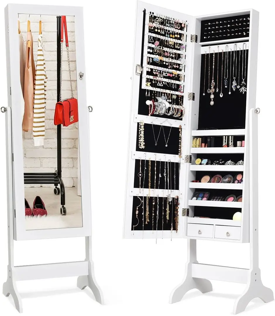 Шкаф-зеркало для украшений Costway JV10770WH (White)