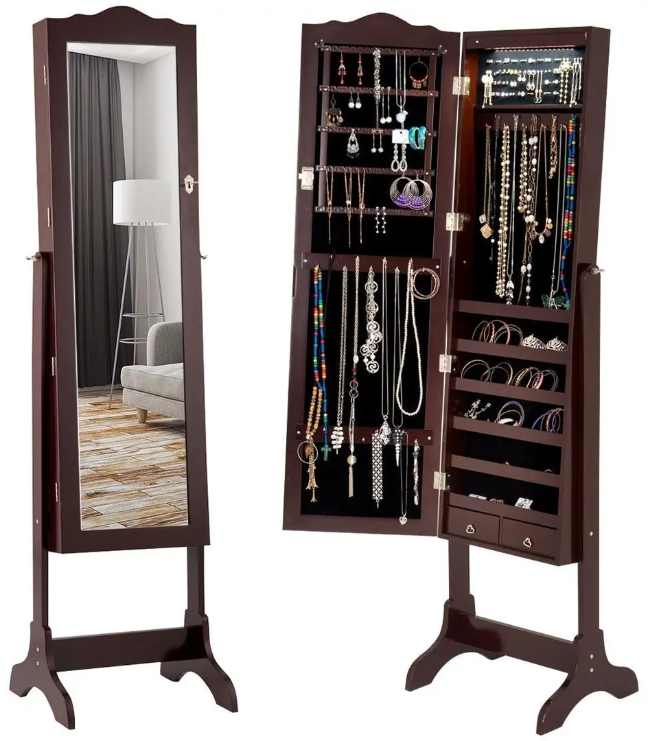 Шкаф-зеркало для украшений Costway JV10771CF (Brown)
