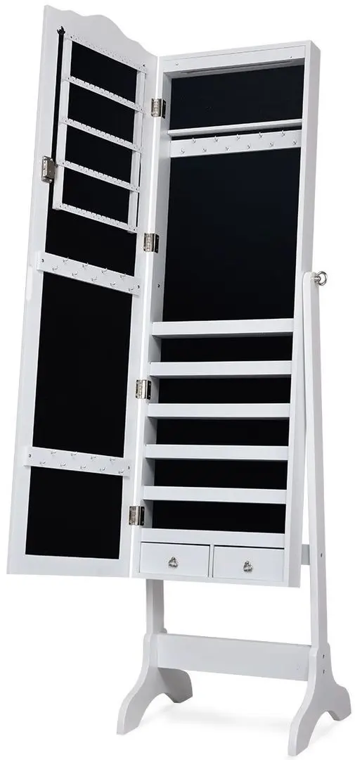 Dulap-oglinda pentru bijuterii Costway JV10771WH (White)