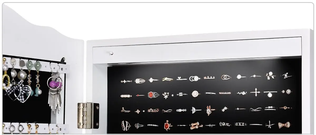 Dulap-oglinda pentru bijuterii Costway JV10771WH (White)