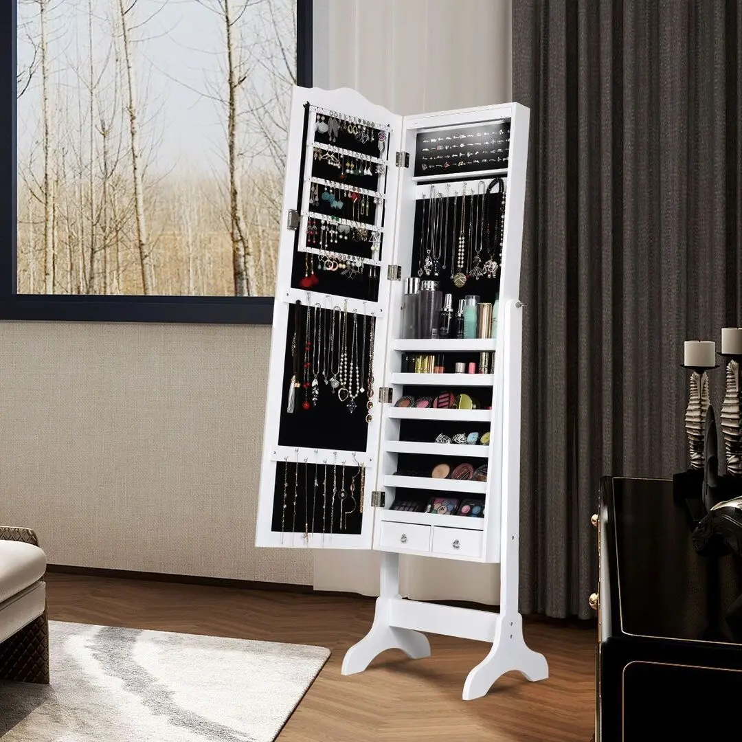 Dulap-oglinda pentru bijuterii Costway JV10771WH (White)