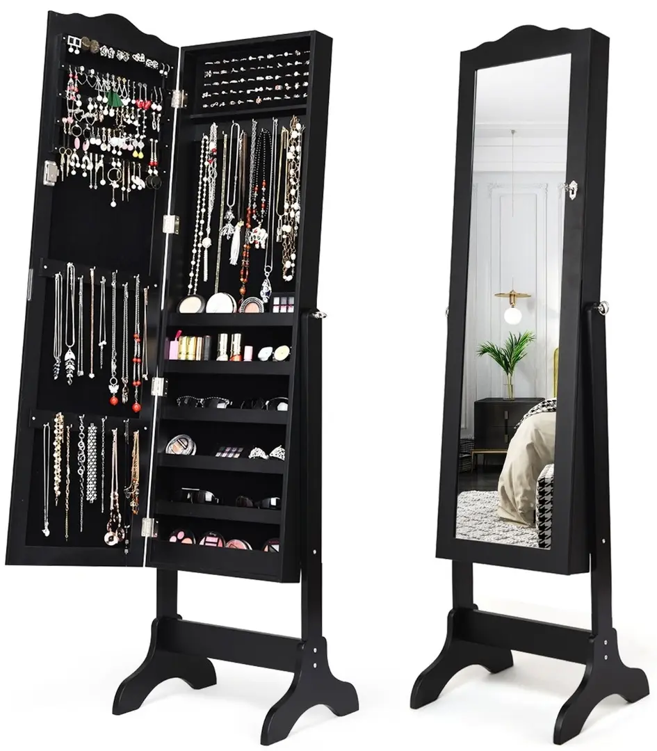 Dulap-oglinda pentru bijuterii Costway JV10774BK (Black)