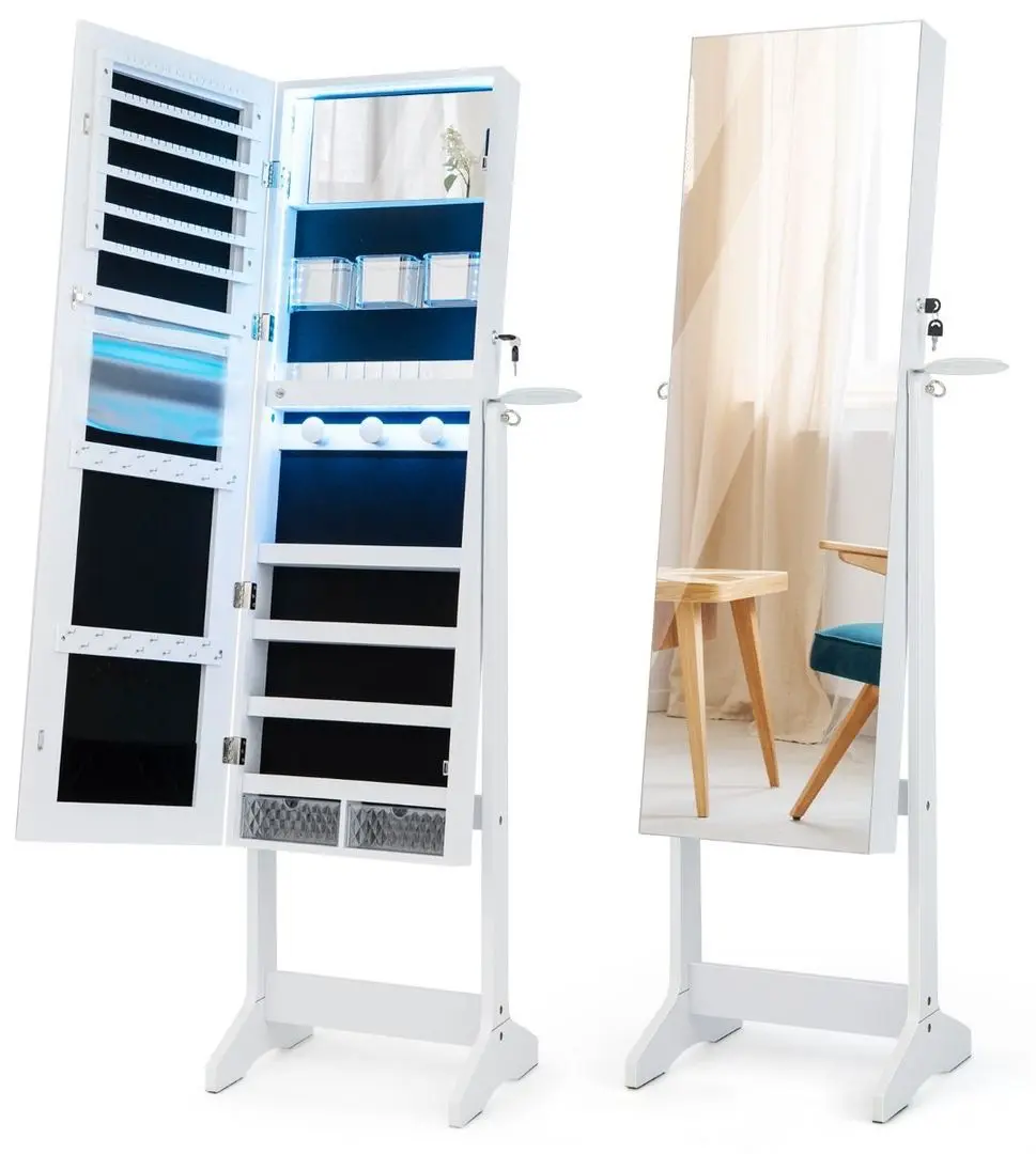Шкаф-зеркало для украшений Costway JV11025WH (White)