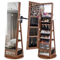 Шкаф-зеркало для украшений Costway JV11195BN (Brown) Thumb