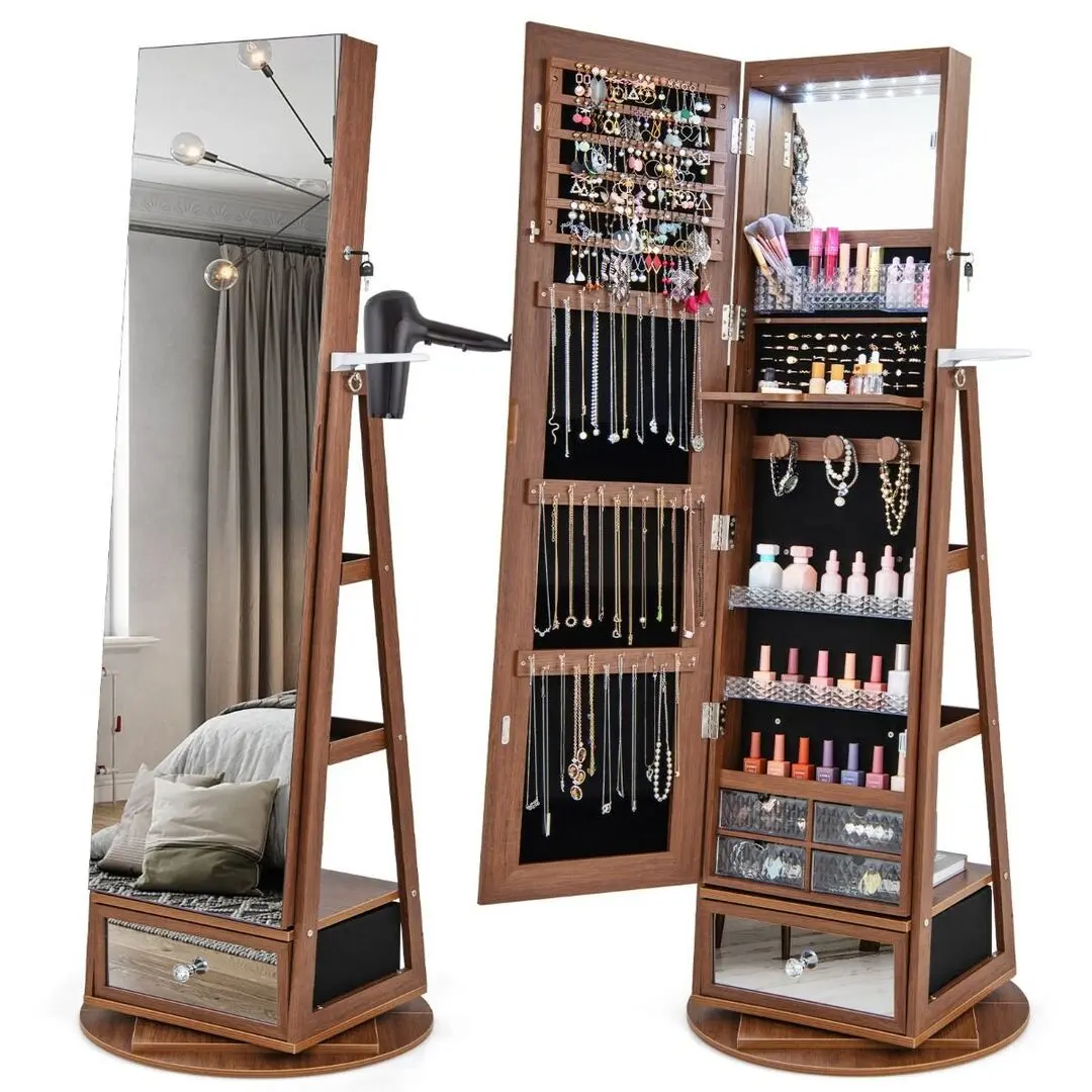 Шкаф-зеркало для украшений Costway JV11195BN (Brown) - 2