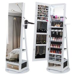 Шкаф-зеркало для украшений Costway JV11195WH (White) Thumb