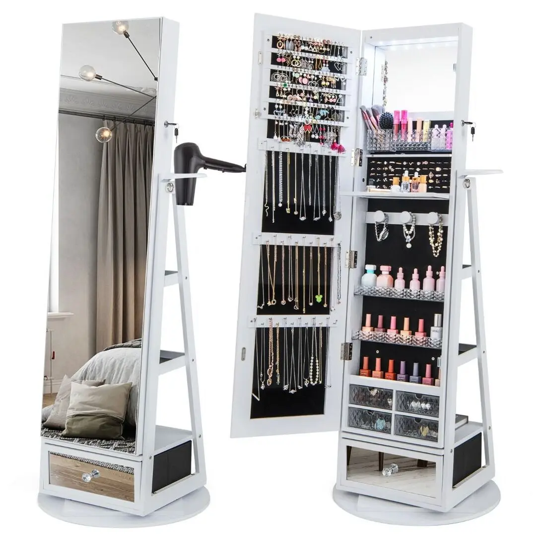 Шкаф-зеркало для украшений Costway JV11195WH (White) - 2