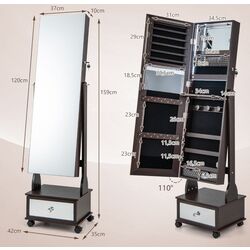 Dulap-oglinda pentru bijuterii Costway JV11233BN (Brown) Thumb