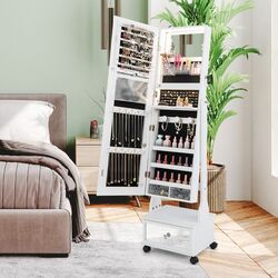 Dulap-oglinda pentru bijuterii Costway JV11233WH (White)