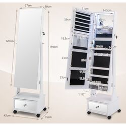 Dulap-oglinda pentru bijuterii Costway JV11233WH (White) Thumb